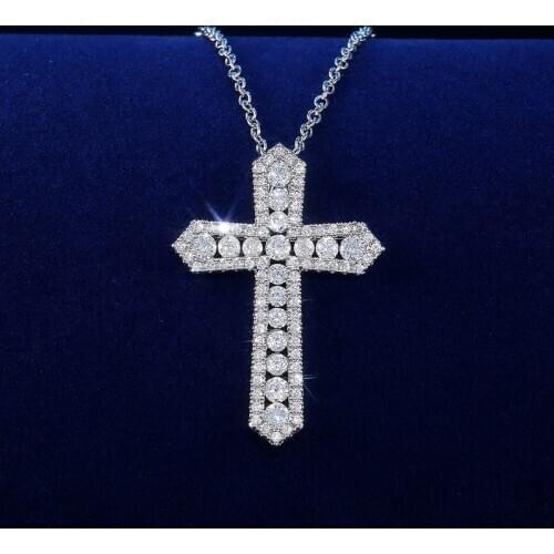 Vintage Cross Pendant Real 925 sterling silver bijou AAAAA cz Statement Wedding Pendants necklace for women men Jewelry Gift