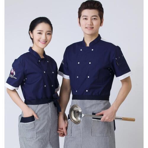 1 piece high quality Chef Uniform,Unisex short sleeve Chef Top Jackets,Kitchen Work Wear,pick color Food Cooking clothes