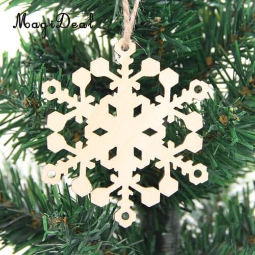 10pcs Blank Christmas Snowflake Wooden Tags Xmas Tree Ornaments Hanging Decorations