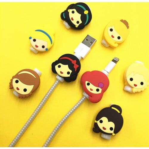 100Pcs Disney Princess Cable Protector USB Cable Winder For Apple IPhone For Samsung Xiaomi Huawei Cable Protect Decoration