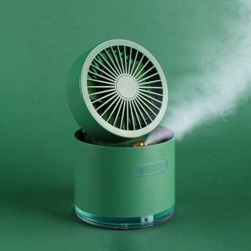 2 In 1 USB Rechargeable Humidifier Air Cooler Fan Night Light 300ML Electric Desk Stand Portable Fan with Mist Fast Cooling Tool
