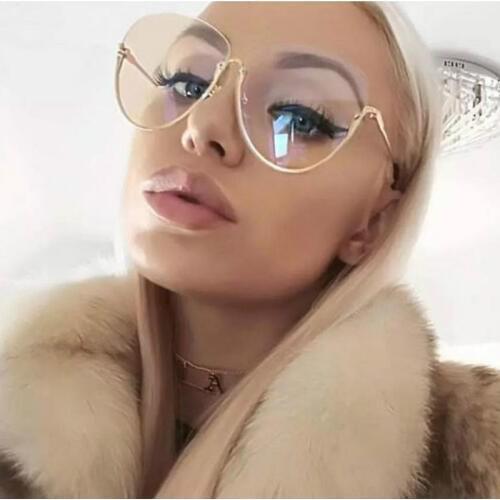 2020 Fashion Half Frame Round Glasses Women Transparent Vintage Large Eyeglasses Gold Frames Clear Lens Glasses Men Lady Eyewear