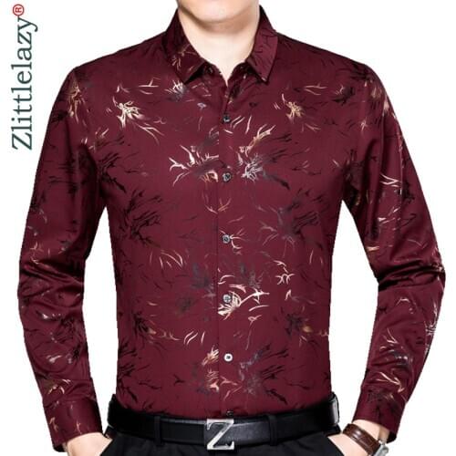2020 Male Fashion Brand Casual Business Slim Fit Men Shirt Camisa Long Sleeve Floral Social Shirts Dress Clothing Jersey 5837