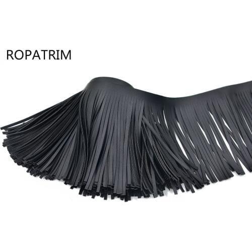 5yards Size 12cm Black High Quality Double Side Imitation Leather Tassel Fringe Trim For Garment Accessories DIY Decoration