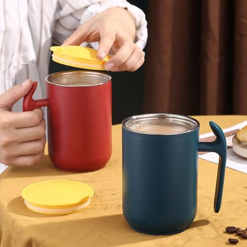 500ML Coffee Mug With Handle Stainless Steel Heat Cool Keep Insulation Vacuum Flask Household Couples Lover Drinking Water Cup