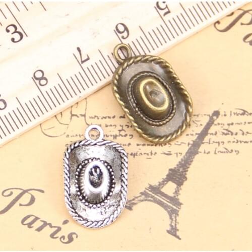 12pcs Charms cowboy hat 23x13mm Antique Pendants,Vintage Tibetan Silver Jewelry,DIY for bracelet necklace