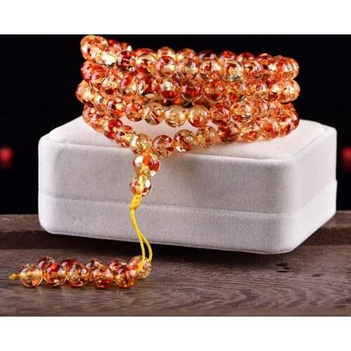 Natural flower amber beeswax bracelet 108 beads amber 8mm beeswax bracelets for Women Best Friend
