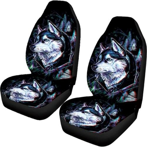 Wolf Printed Car Seat Cover for Car Van,Truck, SUV,Soft Front Seat Cover 2Piece Car Interior Decor For peugeot 206 207 307 308