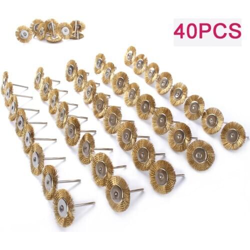 40Pcs Brass Brush Steel Wire Wheels Brushes Drill Rotary Tools Polishing Dremel Rotary Tools For Metal Rust Removal Polish Clean