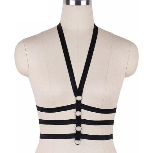 90s Fetish Wear Body Harness Gothic Cupless Cage Bra Crop Top Lingerie Cosplay Costumes Bondage Harness Open Chest Bra O0166