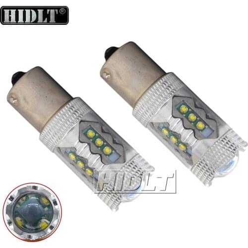 HIDLT 1 Pair Super Bright 50W 80W 1156 BA15S P21W LED White Yellow Bulbs Car LED Turn Signal Reverse Brake Light DC12-24V