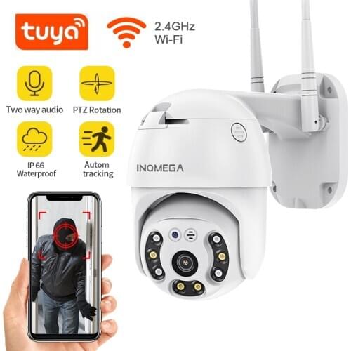 INQMEGA TUYA PTZ Ip Camera Wifi Surveillance CCTV Outdoor 1080P 3MP Wireless Security Cam Video Auto Tracking Camera Light