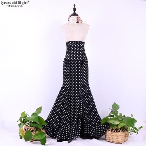 Spanish Dance Dress Flamenco Practice Skirt Multilayer Wear Women Fishtail