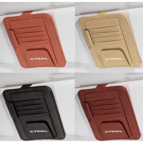 Sun Visor Multifunction PU Leather Car Card Package Holder Glasses Holder Pen Organizer Auto Accessories for NISSAN X-TRAIL