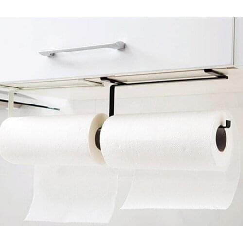 Kitchen Self-adhesive Accessories Under Cabinet Paper Roll Rack Towel Holder Tissue Hanger Storage Rack For Bathroom Toilet 1pcs