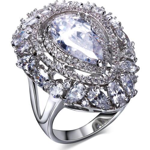 Best Pick Classic Wedding Jewelry Color Stones Zircon Top Quality Green Red Blue Crystal Fashion Luxury Jewellery Women Ring