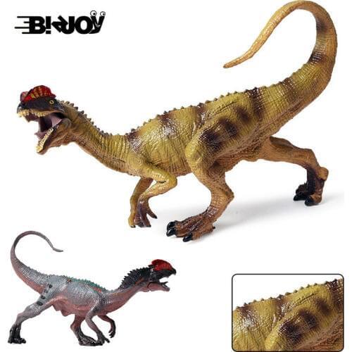 Simulated Dilophosaurus Model Dinosaur World Wild Beast Figure Educational Ancient Life Animal Toys for Children Kids Gift