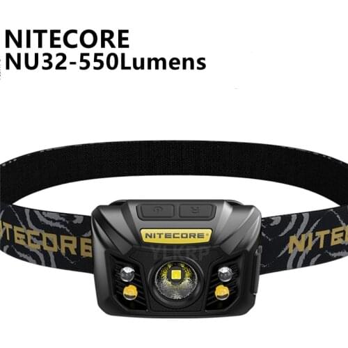 Original NITECORE Headlight NU32 550 lumens 125 Meters Range USB Rechargeable Lightweigh Head-mounted flashlight Highlightt