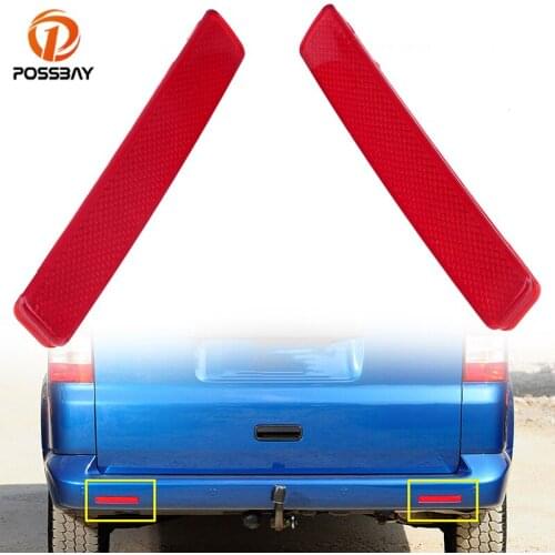 POSSBAY Red Lens Car Rear Bumper Reflector for VW Caravelle (T5) 2003-2015 Tail Parking Warning Reflective Stickers Decoration