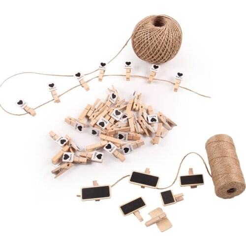 100Pcs Mini Wooden Love Hearts Clips Blackboard Photos Papers Clothes Pegs Wedding Party DIY Crafts Decorations Accessories