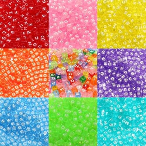 Multicolor 6mm Transparent Square Mixed Alphabet Letter Acrylic Spacer Beads For Jewelry Making Diy Charms Bracelet Accessories
