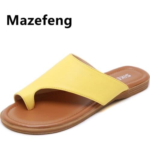 Women Shoes PU Leather Comfy Platform Flat Sole Ladies Casual Soft Big Toe Foot Correction Sandal Orthopedic Bunion Corrector-C