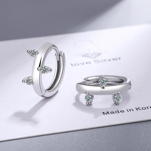 Korean Simple Zircon 925 Sterling Silver Hoop Earrings For Women Huggie Cartilage Jewelry Gift Leaf Minimalism Party Ear Hoops
