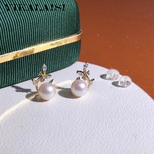 YIKALAISI 925 Sterling Silver Earrings Jewelry For Women 6-7mm Round Natural Freshwater Pearl Earrings 2021 New Wholesales