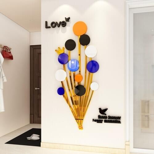 Nordic DIY Light luxury balloon childrens room bedroom living room TV background mirror brick wall 3D acrylic wall sticker