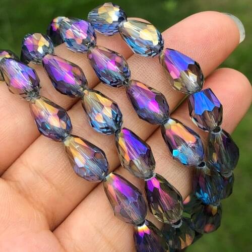 5x7mm Purple Multicolor Austria Teardrop Crystal Loose Faceted Drop Briolette Glass Beads For Jewelry Making Craft Diy Earrings