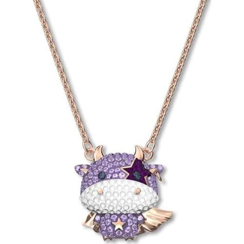 SWA 1:1 Cute Cow Purple Color Clavicle Chain Star Women Necklace