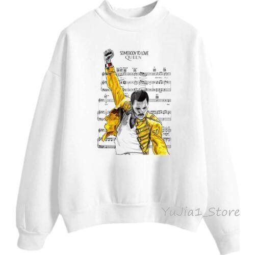Freddie Mercury hoodies women The Queen Band Sweatshirt Hip Hop Retro Rock hoody female autumn winter pullover white hoodie