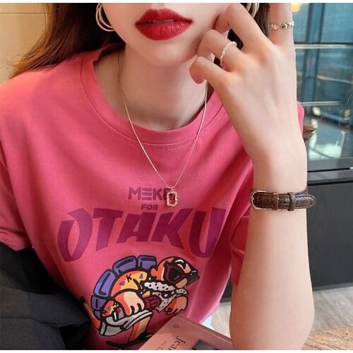 4 Sizes M-2xl Causal Cartoon Printed Causal Loose Fashion Summer O-neck Basic Women Top New Arrival Woman T-shirts