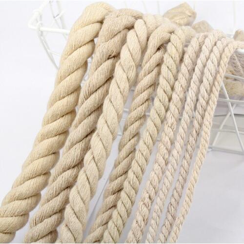 5mm-20mm Beige Cotton Three twisted Rope String Cord Twine Sash Craft Cotton Thick Cords For DIY Handmade Decorative