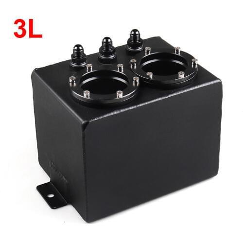Universal 3L Fuel Surge Tank Double Port Billet Aluminum Oil Catch Tank Swirl Pot AN6 Fitting 044 Fuel Pump High Flow