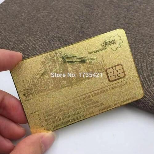 Gold metal chip visiting business card