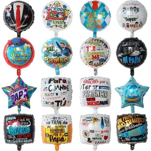 10pcs 18inch Spanish Happy Fathers Day Balloons Feliz Dia Super Papa Helium Air Globos Father Mother Party Decorations Gifts