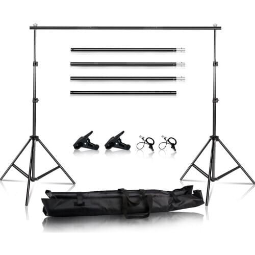 2.6x3M/8.5x10ft Photo Video Studio Backdrop Background Stand, Adjustable Telescopic Background Support System with Carry Bag