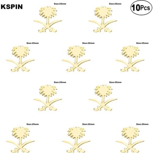 Gold Coconut Tree Lapel Pin Flag badge Brooch Pins Badges 10Pcs a Lot