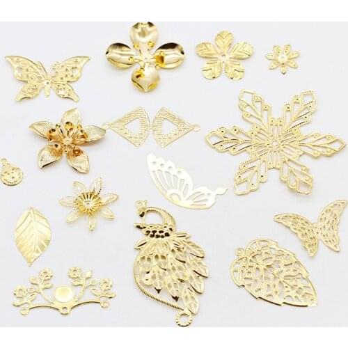 Glod Plating Metal Sheets Alloy Antiquity COS Material Beads Crafts 100Pcs Headwear Jewelry Accessories Embellissements Craft