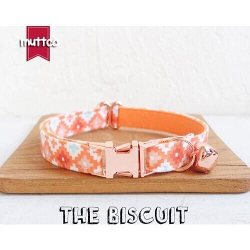 10pcs/lot MUTTCO retail with rose gold high quality metal buckle collar for cat THE BISCUIT design cat collar 2 sizes UCC065M