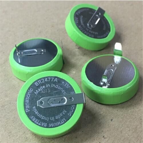 10pcs/lot Panasonic BR2477A/HBN BR2477A 3V 1000mah Lithium Battery BR2477 High Temperature Button Batteries with Soldering feet
