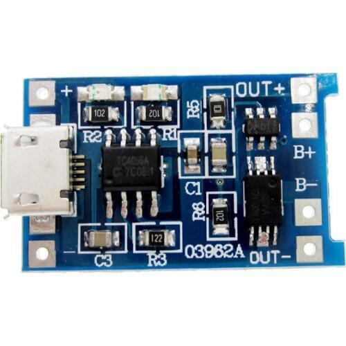 100PCS/LOT 5V Micro USB 1A 18650 Lithium Battery Charging Board With Protection Charger Module