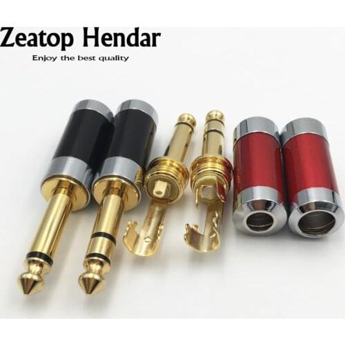 2Pcs New 6.35mm 2 3 Pole Mono / Stereo Audio Jack 6.35 Assembly Guitar Microphone Plug Adapter for 6mm / 8mm Cable Connector