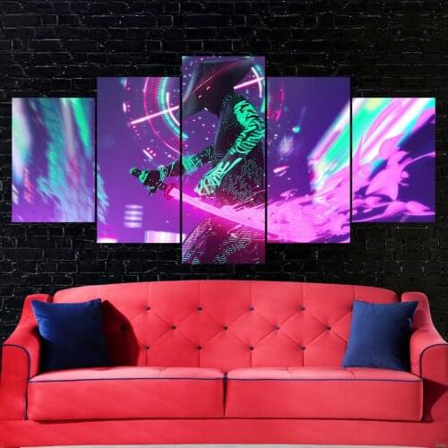 5 Pieces Wall Art Canvas Painting Colorful Retro Animation Figure Poster Modern For Decoration Modular Picture Living Room Home