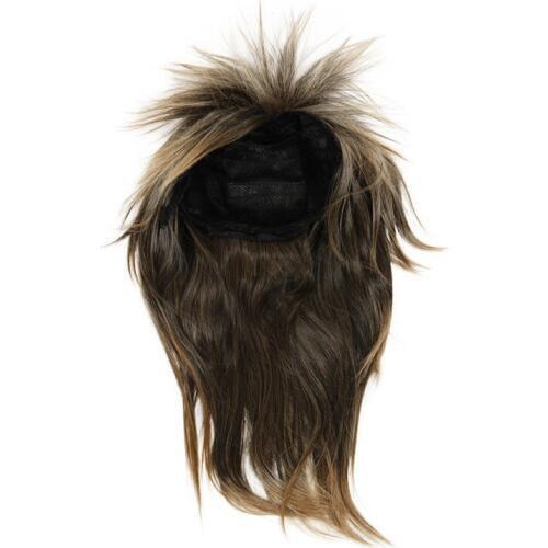 80s LADIES GLAM PUNK ROCK ROCKER CHICK TINA TURNER WIG FOR A FANCY DRESS COSTUME - Brown Black