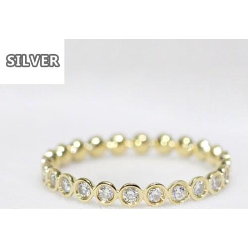 925 anillos Silver Simple Personality Single Row 14K Gold Color Exquisite Super Flash Zircon Fashion Ring Female diamond rings