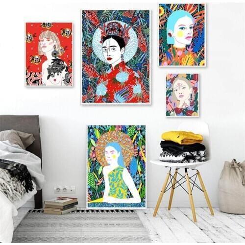 Abstract Dazzling Girl Lady boho Wall Art Canvas Painting Nordic Posters And Prints Wall Pictures For Living Room Salon Decor