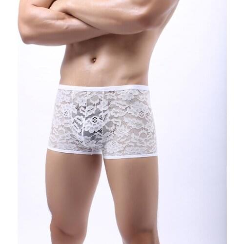 Men Boxers Lace Male Underwear Shorts Sexy Men Lingerie Comfortable Floral Print Underpants Ropa Interior Hombre Male Panties