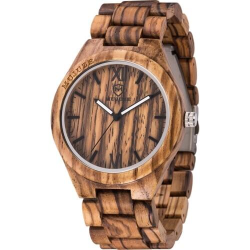 2021 New Arrival Mens Classical Over size Japanese Quartz Movement Cool Natural Wooden Watch